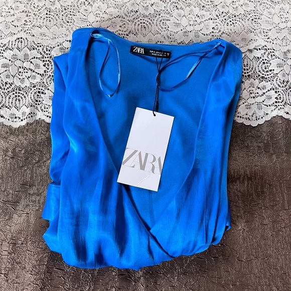 Zara Belted Satin Effec Dress - Picture 9 of 12